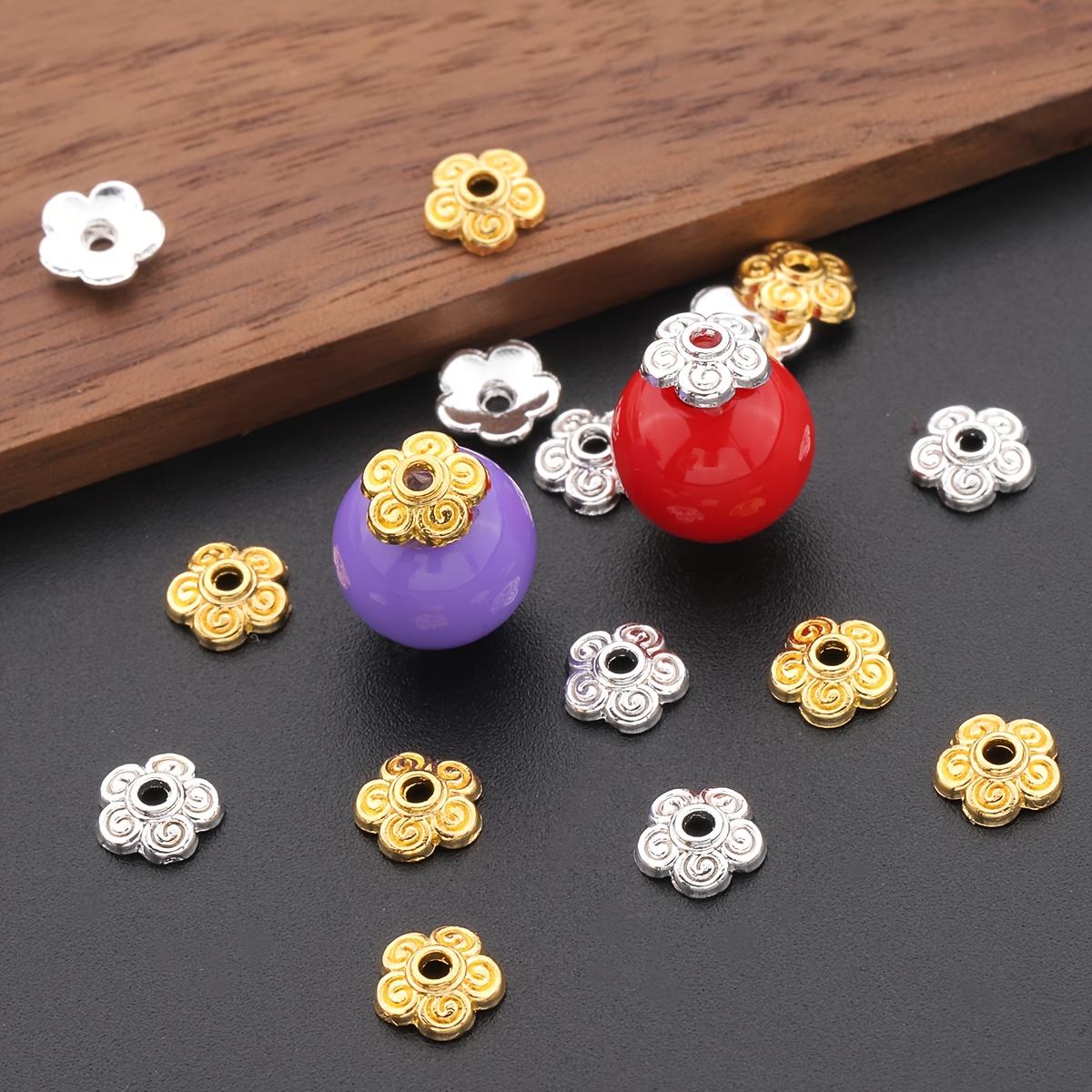 200pcs 6mm Threaded Pattern Bead Caps for Handmade Jewellery